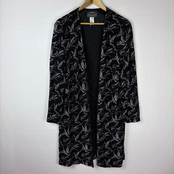 Alex Evenings Elegant Black Silver Glitter Long Cardigan - Picture 1 of 8